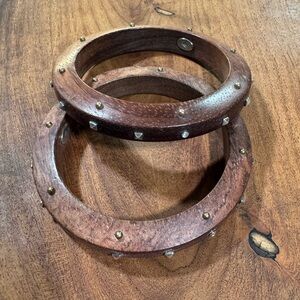 Silpada Boho Chic Wooden Bangles with brass Studs - 2 available. Price is per.